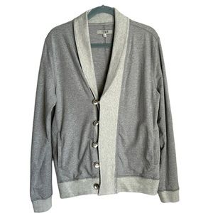 TOVAR gray Shawl Collar cardigan size Large 100% cotton manufactured distressing